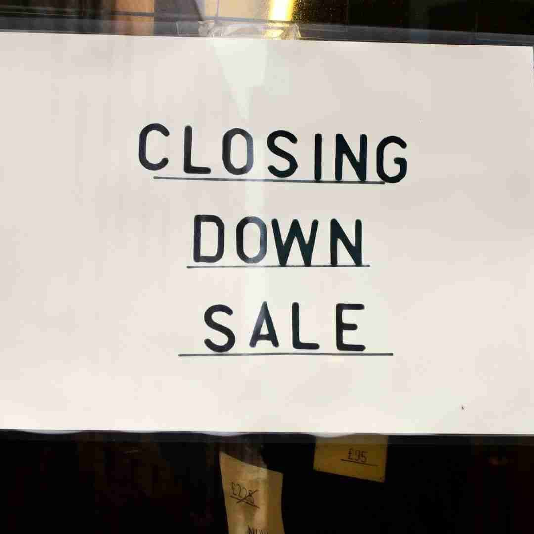 Closing down sale in brick and mortar retail shop